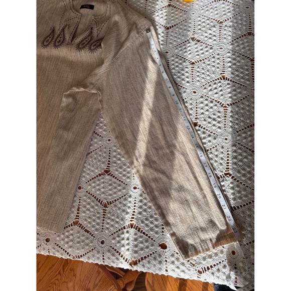 Rajavi Mens Tan Paisley Embroidered Long Sleeve Tunic Shirt Top, Kurta, Indian - Picture 9 of 9